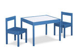 ZUN Gibson 3-Piece Dry Erase Kids Table & Two Chair Set, Dark Blue B022P174724