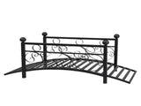102*51*43cm Garden With Round Iron Ball Flat Top Handrail Garden Iron Bridge Black 61669682