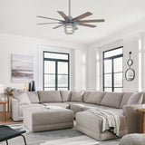 52-Inch Large Ceiling Fan With 8 Plywood Walnuted Blades,Quiet DC Motor,Glass Lampshade,3 W934P359532