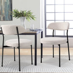 ZUN Boucle Upholstered Dining Chairs with Curved Backrest & Metal Legs Set of 2, Beige W2740P214245