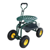 ZUN Garden trolley Rolling work chair with wheels, garden stool for planting, 360 degree swivel seat, W227P207221