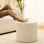 ZUN Round Teddy Fleece Ottoman with Soft Padded Seat, Multi-Functional Footrest, Vanity Chairs for 44184414