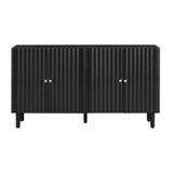 U_STYLE Elegant Four-Door Sideboard with Wavy Pattern Doors, Cylindrical Legs, and Sleek Metal N711P186790B