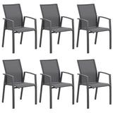 ZUN Portable Grey Texilene Aluminum Patio Chairs Set Of 6 Metal Dining Chairs With Arms Outdoor W1828P162470