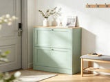 Slim Shoe Storage Cabinet, 2 Flip Drawers & Adjustable Shelves, Holds 8-12 Pairs, Green 11916651