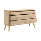 Classic Style Dresser of 6x Drawers Natural Oak Finish Wooden Bedroom Furniture 1pc, Mid-Century B011P250504