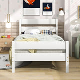 ZUN Twin Bed with Headboard and Footboard,White 40497967