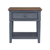 24 inch End Table, No Assembly Required, Corduroy Blue Finish B108P193074