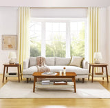 47.25" Mid-Century Coffee Table with Woven Shelf, Boho Rattan Coffee Table with Storage, Farmhouse W1801P195652