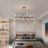 Black & Golden Modern Chandelier Light Fixture, Branch Design with Frosted Tubes, Black Cords, W1340P233171