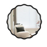 Solid Wood Wavy Mirror-Black Vanity Mirror Wall Decor 36" x 36" Modern Mirror Wall Decor for W1445P189557