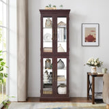 ZUN Lighted Glass Curio Display Cabinet,Display Cabinet,Glass Storage Cabinet Glass Wine cabinet Wood W2275P199810