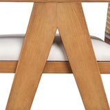 27" Height, Cream Woven Cane Plastic Backrest Bar Stool - Foam-Padded Fabric Seat & Durable N780P237930N