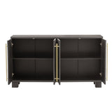 TREXM Wood Traditional Style Sideboard with Adjustable Shelves and Gold Handles for Kitchen, Dining N715P232696N