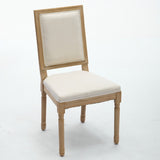 French Decor Chairs Set of 2, Louis Dining Chairs with Square Backrest and Exquisitely Carved Solid W1143P325857