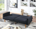 ZUN Modern Electric Look 1pc Convertible Sofa Couch Black Linen Like Fabric Cushion Clean Lines Wooden HS00F8504-ID-AHD