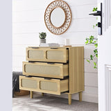 ZUN 3 drawer dresser, modern rattan dresser cabinet with wide drawers and metal handles, farmhouse 38930634