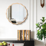 Solid Wood Wavy Mirror--Natural-Wood Vanity Mirror Wall Decor 31" x 31" Modern Mirror Wall Decor for W1445P189598