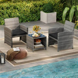 Black 3 Pieces Patio Furniture Set with Tempered Glass Coffee 86888639
