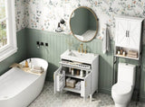 30" Bathroom Vanity with Ceramic Sink Top, Solid Wood Legs, Soft-Close Double Doors & N759P474678K