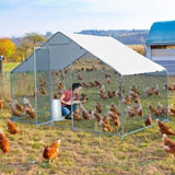 ZUN 6.5 x 10 ft Large Metal Chicken Coop, Walk-in Poultry Cage Chicken Hen Run House with Waterproof 45917111