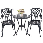 ZUN 3 Piece Bistro Table Set Cast Aluminum Outdoor Patio Furniture with Umbrella Hole Patio Balcony, W2505P151717