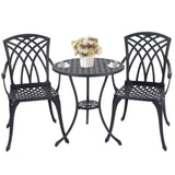 ZUN 3 Piece Bistro Table Set Cast Aluminum Outdoor Patio Furniture with Umbrella Hole Patio Balcony, W2505P151717