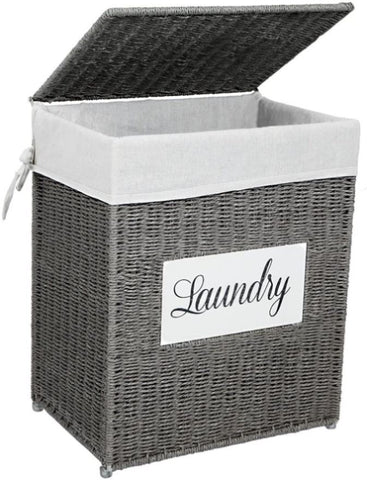 ZUN Laundry Hamper with Lid Laundry Basket with Handles Liner Bag Paper Woven Hampers for Laundry 46613192