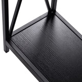 Triamine Board Cross Iron Frame Porch Table Sofa Side Table Black Wood Grain 72302978