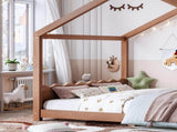 Queen House Floor Bed with Support Slats, Solid Wood House Bed Frame for Kids, No Box Spring Needed W1580P438812