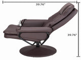 Swivel Cat Scratch Leather Recliner with Ottoman Chair Modern Armchair Ergonomic Push Manual W1622P460958
