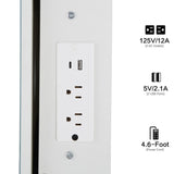 29.2" Small Size Left Drawer Desktop Vanity Table Cushioned Stool, 2 AC2 USB Power Station, Hair W3258P299616