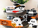 ute Ghost Halloween Decorations Indoor, Wooden Tiered Tray Decor Table Sign Set of 3, Black Cat Bat 14847370