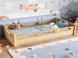 Twin Size Floor Platform Bed with Full-length Guardrails, Low Profile Twin Bed Frame, No Box Spring W1580P438791