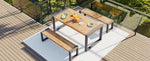 ZUN 3-pieces Outdoor Dining Table With 2 Benches, Patio Dining Set With Unique Texture, Acacia Wood 65431187