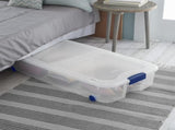 (2 pack)66 Quart Latching Underbed Wheeled Storage Bin, Clear Plastic Storage Container with Latch 10228695