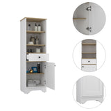 Light Oak and White 1-Drawer 3-Shelf Linen Cabinet B06280551