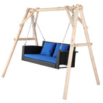 ZUN 49in Black Rattan Blue Cushion Rattan Swing Chair（Swing frames not included） 61313837