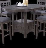 Dining Table Round Counter height Dining Table w Shelve 1pc Table Only Built In Leaf Solid wood Gray B011P182982