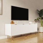 ZUN Modern warm white TV cabinet for 80 inch TV Stands, for Living Room Bedroom W33153230
