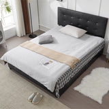 Upholstered Queen Platform Storage Bed Frame with 4 Drawers, Adjustable Headboard with Faux Leather 94234811