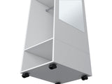 Armoire 63"H, with 3 Shelves, 1 Mirror, and 4 Wheels, White B097P250842