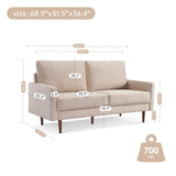 ZUN 69 Inches Modern Decor Upholstered Sofa Furniture, Wide Velvet Fabric Loveseat Couch, Solid Wooden B082111402