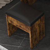 Vanity Table with Mirror & Adjustable LED Lights, Power Outlet, Hairdryer Holder & Stool Compact 18725352