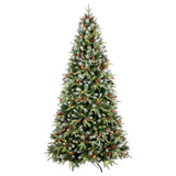 Artificial 7ft Green LED-lit Christmas Tree with 2178PE/PVC Mixed Branch Tips,Red fruit and Pine 94776815