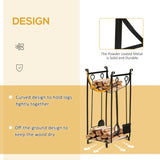 Firewood Rack with Fireplace Tools, Indoor Outdoor Firewood Holder, Flat Bottom with 2 Tiers for W2225142610