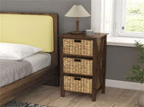 31.5" Tall Bedside Table with Storage Baskets, Multi-Functional End Table Supports 430 LBS Weight 93454222
