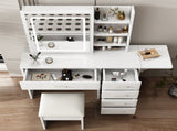 Fashion Vanity Desk Mirror and Lights for Makeup open shelves and Chair, Vanity Mirror 48162122