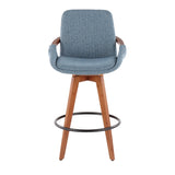 Cosmo Mid-Century Counter Stool in Walnut and Blue Noise Fabric by LumiSource B202P221845