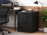 Farmhouse Vertical Printer Stand with X Pattern, 2-Drawer Storage Cabinet Fits Letter Files, Black 29795694